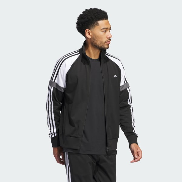 ブラック 【ゴルフ】ツイストニット カラーブロック フルジップ レトロ トラックジャケット