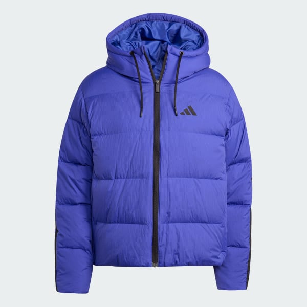 modrá Páperová bunda Essentials Climawarm 3-Stripes Puffer Down Hooded