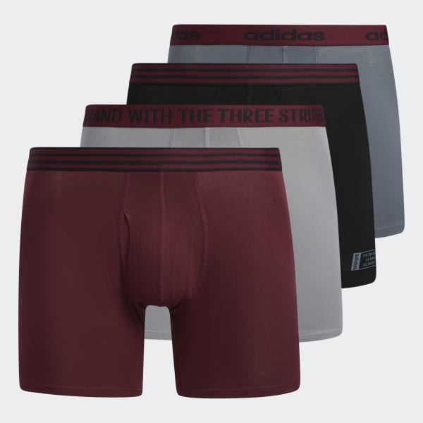adidas Cotton Boxer Briefs 4 Pairs - Burgundy | Free Shipping with ...