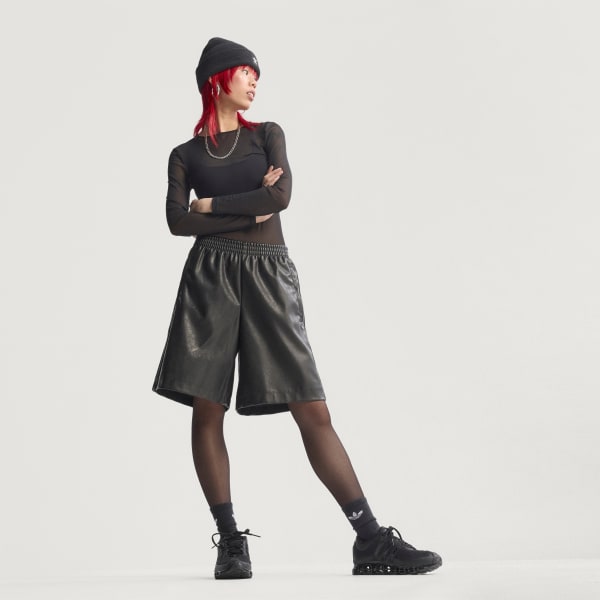 Negro Jorts extragrandes de cuero sintético Firebird