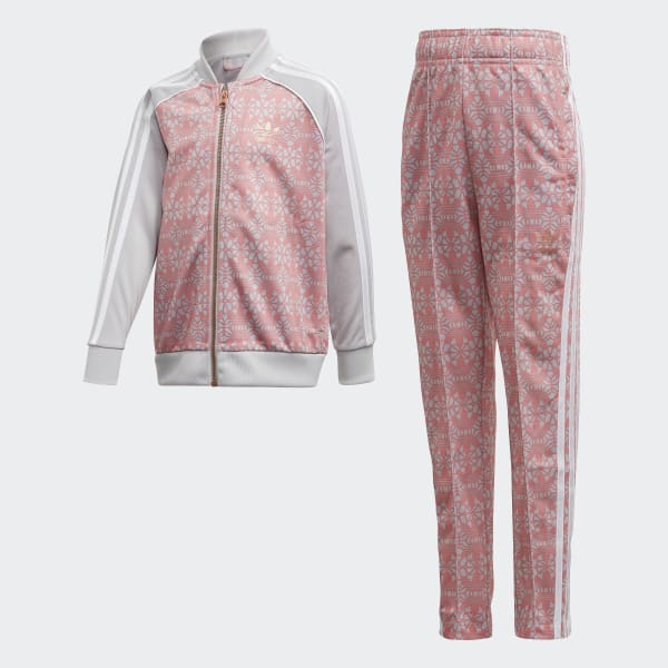 adidas Allover Print SST Suit Pink adidas New Zealand
