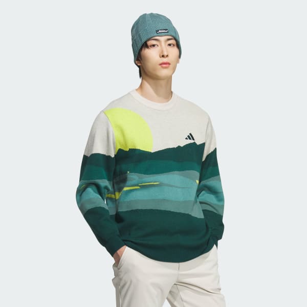 Green 그래픽 스웨터 롱 슬리브 남성용