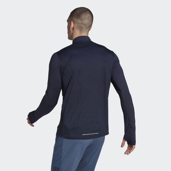 Blue adidas Own The Run 1/2 Zip Long Sleeve Tee