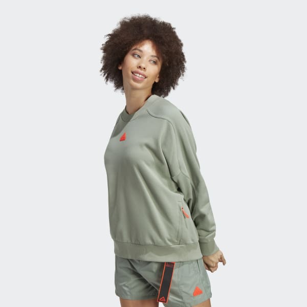 adidas City Escape Loose Crew Sweatshirt - Green | adidas Canada