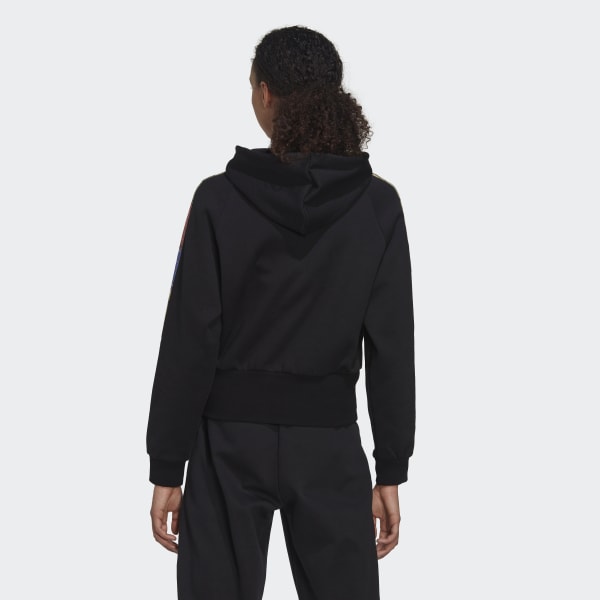 Custom Sweatshirts  Printed Adidas Women's Black / Grey Two 3-Stripes  Double Knit Full-Zip Sweatshirt
