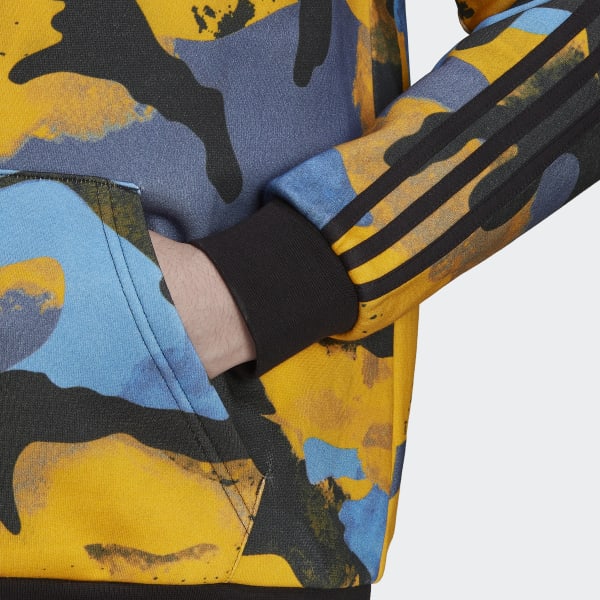 zltá Mikina s kapucňou Camo Series Allover Print