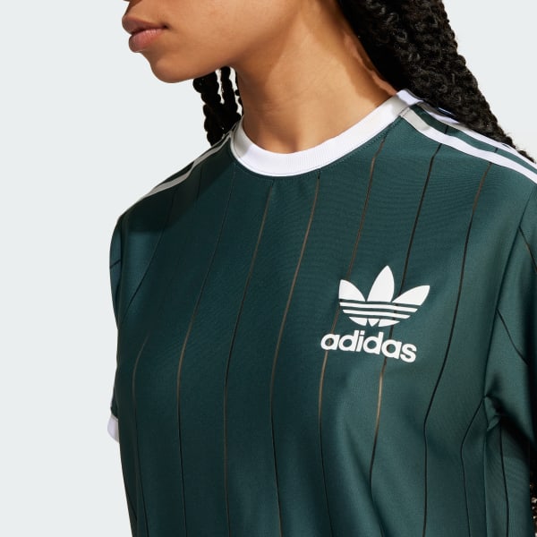 ★ adidas★ 3S Pinstripe Tee Deep Green IY7230 adidas Adicolor 3-Stripes Pinstripe Tee - Green | adidas