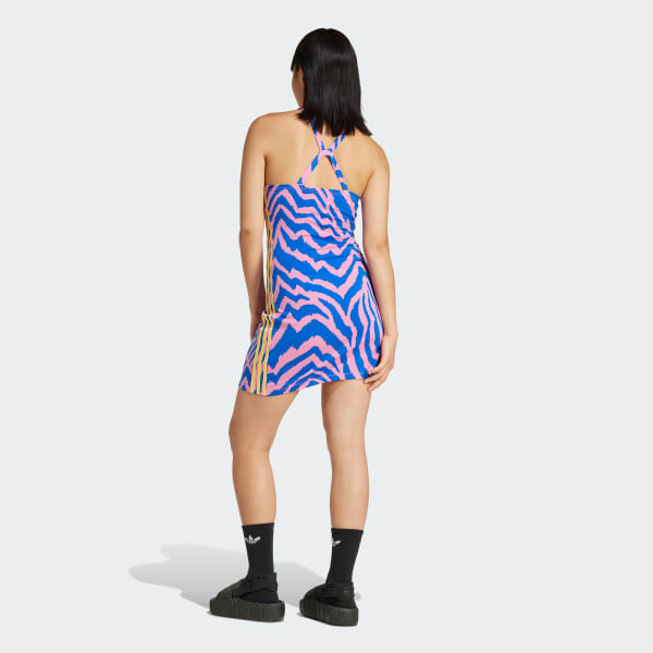 Adidas 3 stripe dress blue store