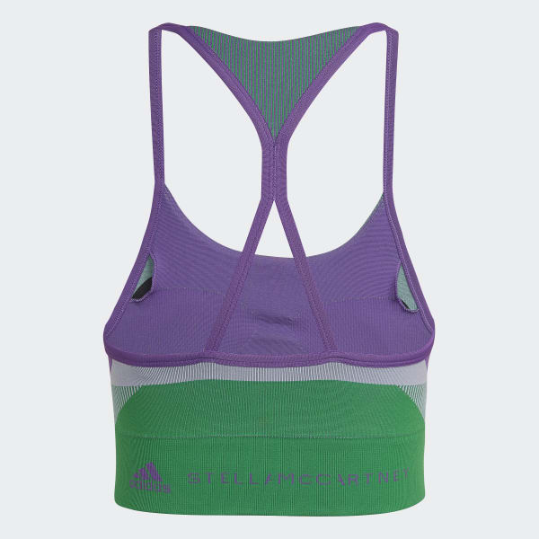 fialová Športová podprsenka adidas by Stella McCartney TrueStrength Yoga Knit Light-Support