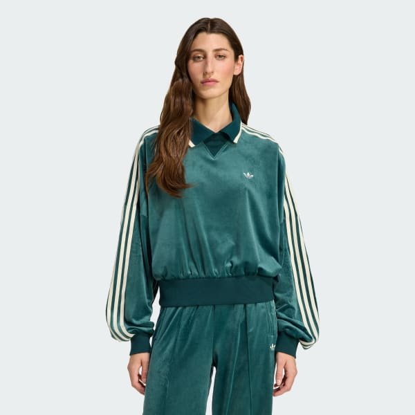 Grun adidas Originals X Liberty London Sweatshirt, geprägter Samt