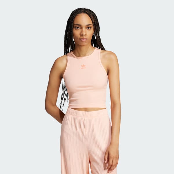 Rosado Polera sin Mangas Essentials Acanalada