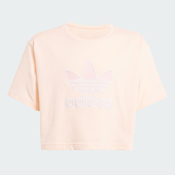 Rosa Remera corta holgada con logo extragrande