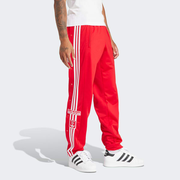 Red adidas pants button down hot sale side