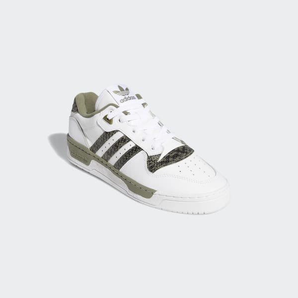 adidas originals rivalry low trainers with snakeskin in white and khaki