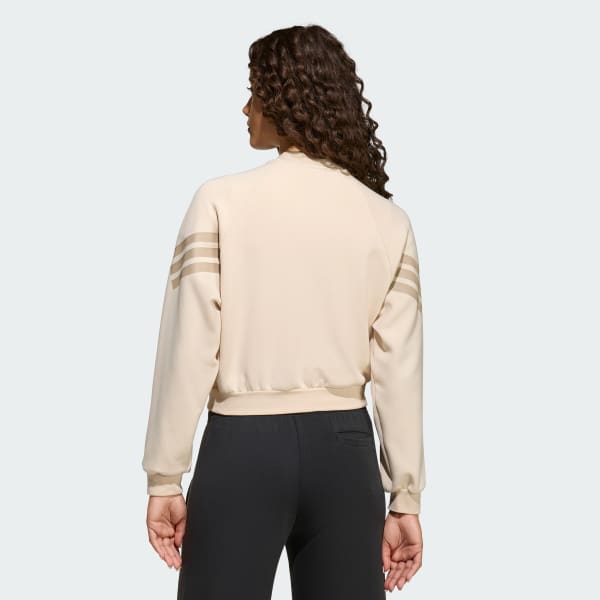 bézová TEPLÁKOVÝ TOP FUTURE ICONS 3 STRIPES FULL ZIP TRACK TOP