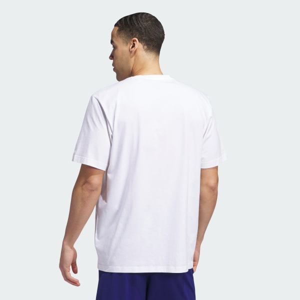 Hvit 2000s Logo Basketball Graphic T-Shirt
