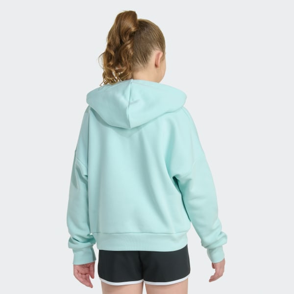 Turquoise Long Sleeve Essential Big Logo Fleece Pullover Hoodie

