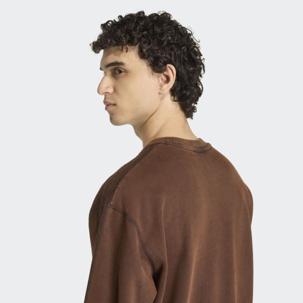 adidas Premium Essentials Retro Washed Crew Sweatshirt - Brown
