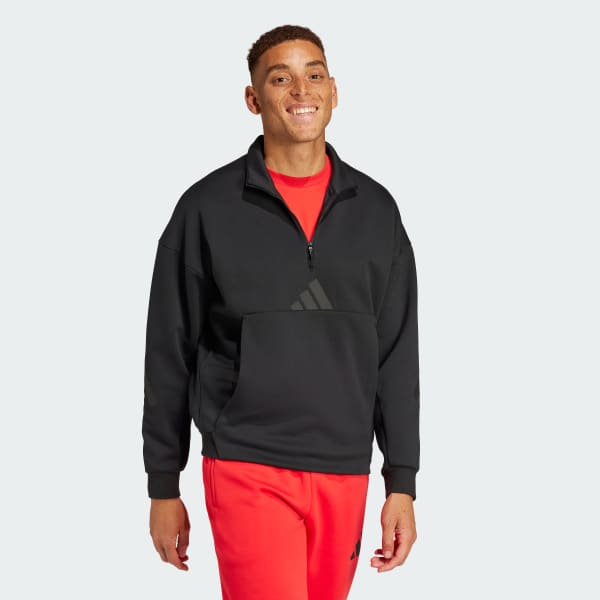 Zwart adidas Z.N.E. Sweatshirt met Korte Rits