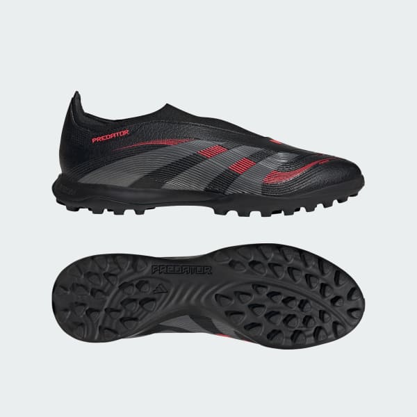 Svart Predator League Laceless Turf Fotbollsskor