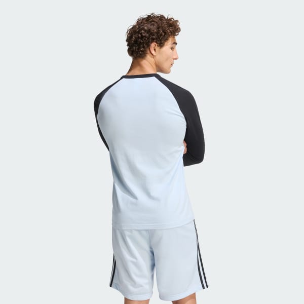 ブルー スリーストライプス ロングスリーブ Tシャツ