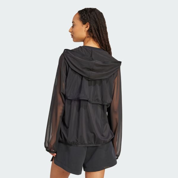 Đen Áo Hoodie Vải Lưới Khóa Kéo Dọc Thân Soft Lux