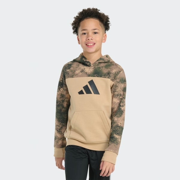 Long Sleeve Colorblock Camo Printed Pullover Hoodie