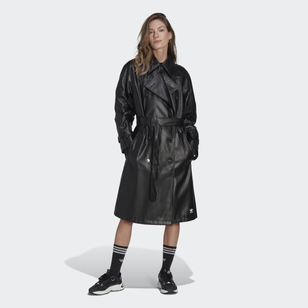 Nero Faux Leather Trench Coat ELM70