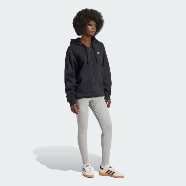 Black Essentials Full-Zip Fleece Hoodie