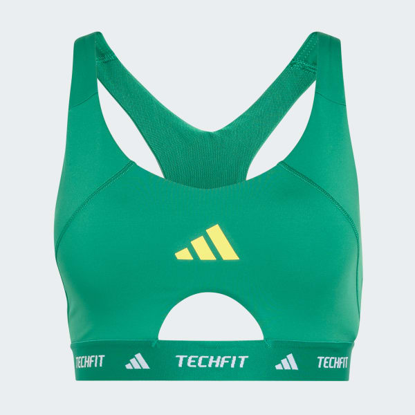 Verde Top Suporte Médio TECHFIT Workout Color Block