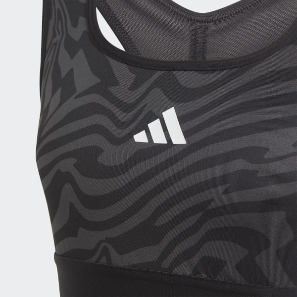 Gris Sujetador deportivo AEROREADY Powerreact Print Padded (Adolescentes)