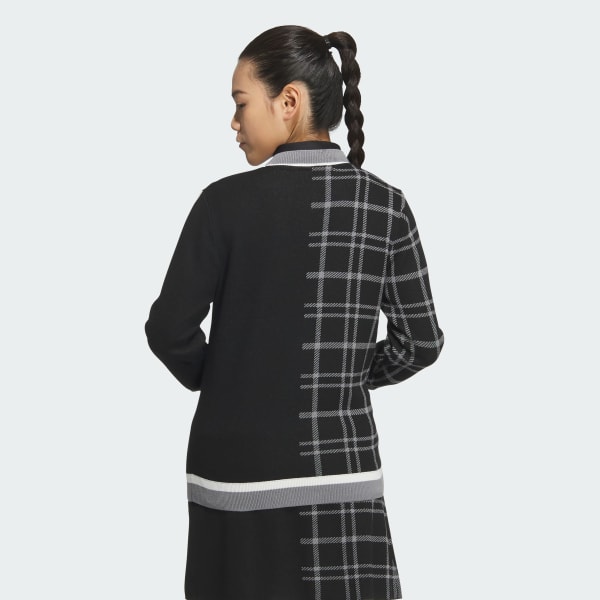 ブラック 【ゴルフ】アシンメトリーパターン スリーストライプス カーディガン