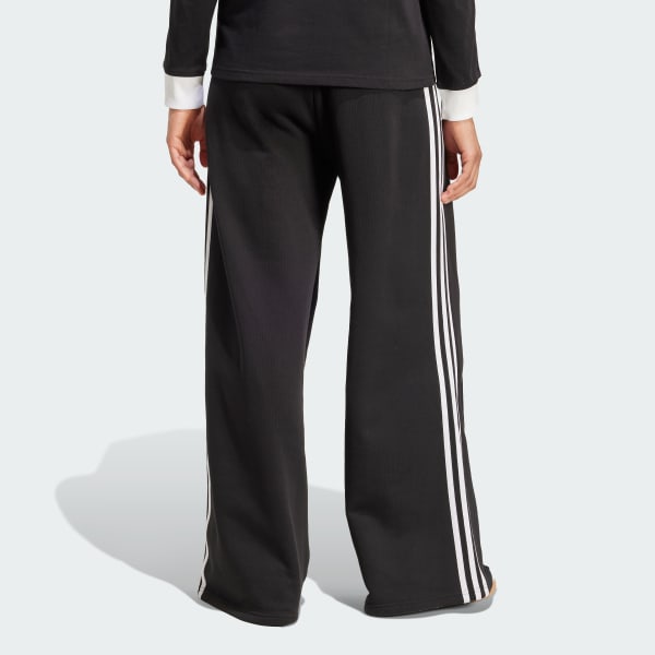 Negro Pants anchos de 3 Franjas Adicolor