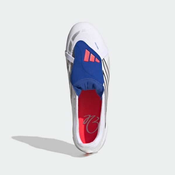 White Predator League Fold-Over Tongue Firm Ground Soccer Cleats