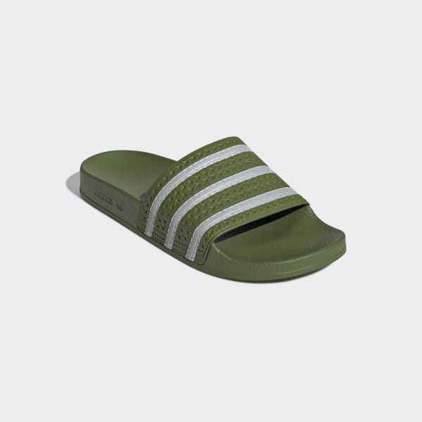 olive green adidas slides