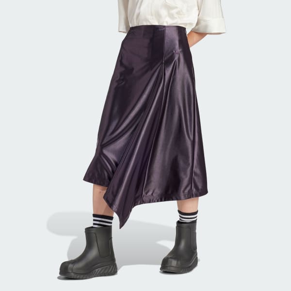 Purple High-Waisted Satin Skirt