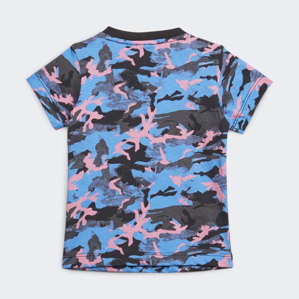 Bleu T-shirt imprimé camouflage intégral