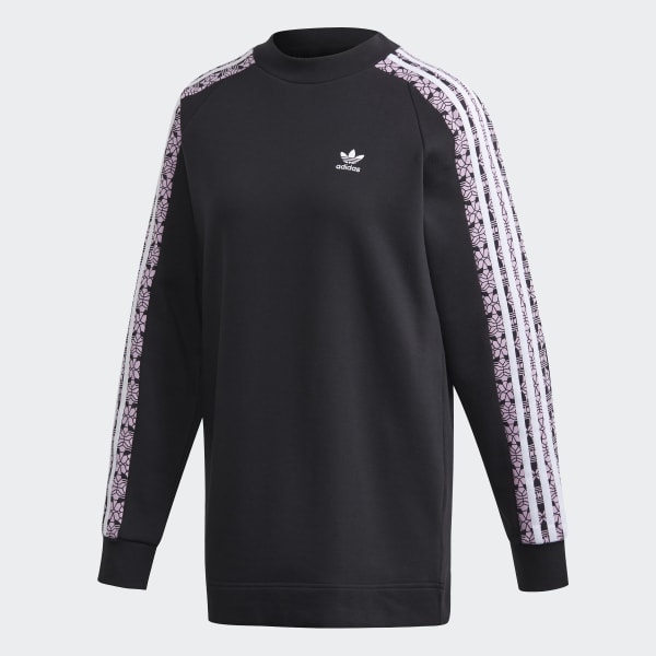 Adidas black sweater with white stripes top