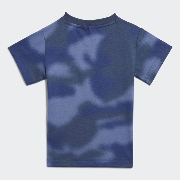 Azul Camiseta con Estampado de Camuflaje