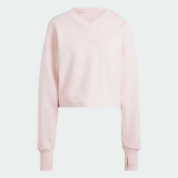 adidas ALL SZN Ribbed V Neck Sweatshirt Rosa adidas Deutschland