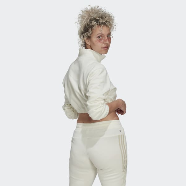 Blanc Sweat-shirt court à demi-zip L4672