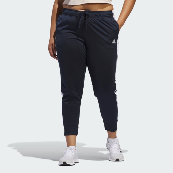 adidas Warm-Up Slim Tapered 3-Stripes Pants (Plus Size) - Blue | Women's Training | US