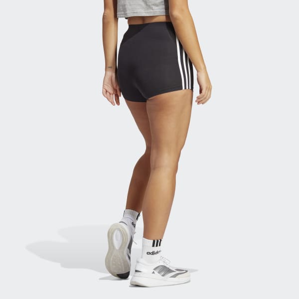 Schwarz Essentials 3-Streifen Single Jersey Booty Shorts