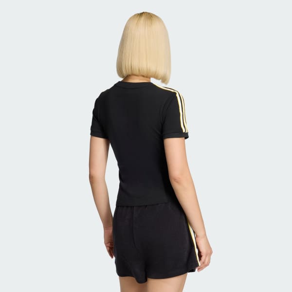 สีดำ เสื้อยืดคอตตอนลายสปอนเซอร์ Cali