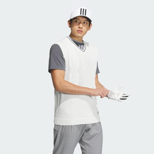 White 프라임니트 그라데이션 패턴 브이-넥 베스트