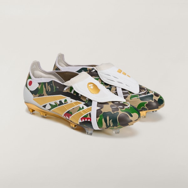 Beige BAPE x adidas Predator Elite Fold-Over Tongue Firm Ground Boots