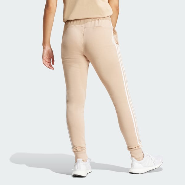 adidas Essentials 3-Stripes French Terry Cuffed Pants - Beige | Free ...