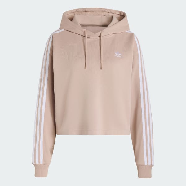 hnědá Adicolor 3-Stripes Short Hoodie