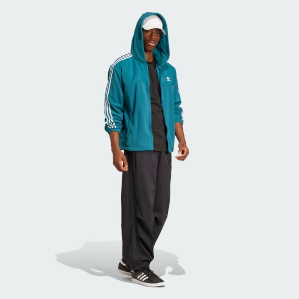 tyrkysová Mikina Adicolor 3-Stripes Teddy Fleece