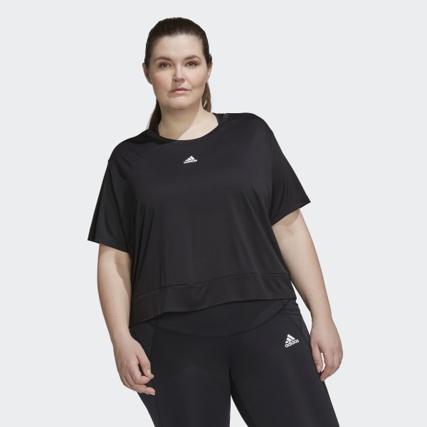 Black AEROREADY Studio Loose Crop Tee (Plus Size) DP575